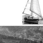 James and Cita Barry’s Gypsy Queen at top right and Bob Kaden’s Kuuipo in Hanalai Bay, Hawaii. About that bowsprit, Tom Walker says, “It’s quite easy to go out on it when necessary (which is seldom).”