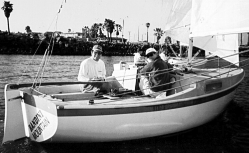 Although this pocket cruiser is meant for cruising (note the palm trees behind Bandini Mountain) this photo from Doug McLean is the only photographic evidence we have of its ability to cruise. As Cal 20 National Class President, Doug gets many photos from sailors. This one is from Mark Gollison. His crewmember is listed only as Walley.