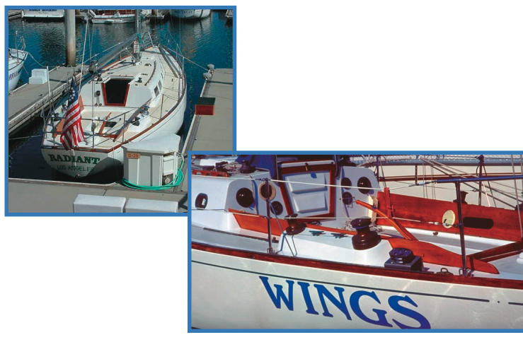 Fin Bevens’ Radiant, above, sail near Pasadena, Calif., and Wings, at right, frequents Puget Sound, the San Juan Islands, the Gulf Islands, Desolation Sound and Barkley Sound on the west coast of Vancouver Island.