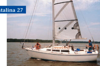 Antebellum, a C27 tall-rig, sails Georgia waters with Brad and Stephanie Coy aboard.