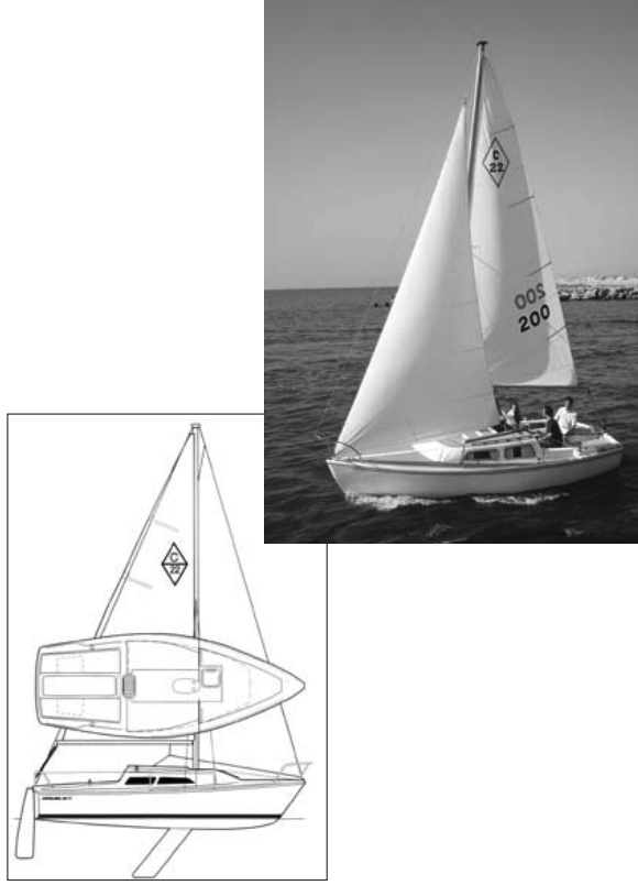 The Catalina 22, the first boat introduced by the company, in 1970.