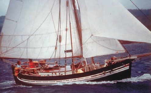 The completed Emigrance under full sail.