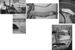 Bill and grandson appreciate the newly added seats on his Ericson ’74 at left. As noted in photo below left, a strut was added for support. Clamps, shown above, were made from the same HDPE as the seat. Stainless steel clamps would also work. Use smooth flowing lines and keep the seat fairly small, as shown at right and below.