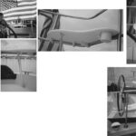 Bill and grandson appreciate the newly added seats on his Ericson ’74 at left. As noted in photo below left, a strut was added for support. Clamps, shown above, were made from the same HDPE as the seat. Stainless steel clamps would also work. Use smooth flowing lines and keep the seat fairly small, as shown at right and below.