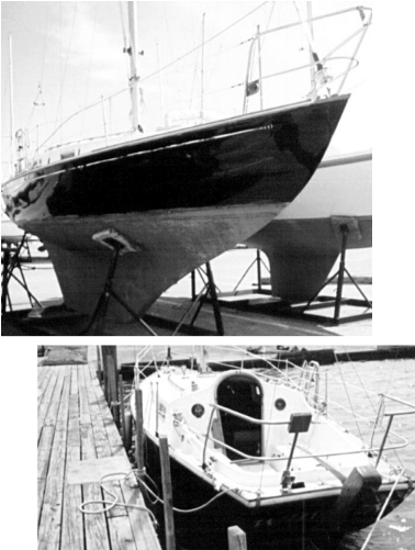 Wyvern displays that unusual hatchless companionway bubble or hump. The Turnages replaced her navigation lights; refinished all the exterior wood; scraped, sanded, and painted the bottom; sanded the hull; and painted it with Interlux.