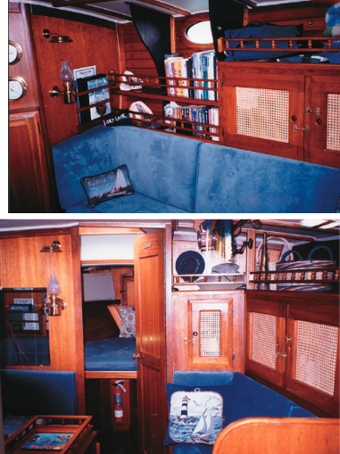 Sky Lark’s traditional layout offers three private cabins with berths for the tallest of sailors. The Hauchs remodeled the interior as a two-month full-time project.