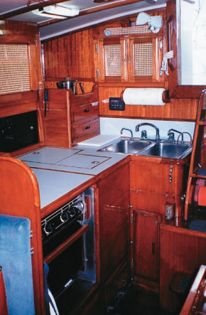 A wind generator runs the 12-volt refrigerator/freezer along with the lights and autopilot.