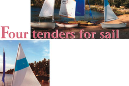 The Walker Bay 8, at left, is full of thoughtful design details. The whole group pictured above, from left: the Fatty Knees 8, Chesapeake Light Craft’s Eastport Pram, the Tinker Traveler, and the Walker Bay 8.