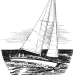 Drawing of a boat at sea