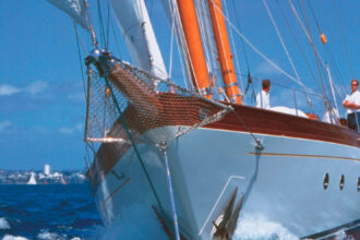 Seljm is a 95-foot Bermudan schooner designed by Anselmi Boretti of Italy in the 1940s and built by Cantieri Sangermani, of Lavagna, Italy, in 1978. She was acquired in 1995 by Patrick Monteiro de Barros and is skippered by Steve Ray.