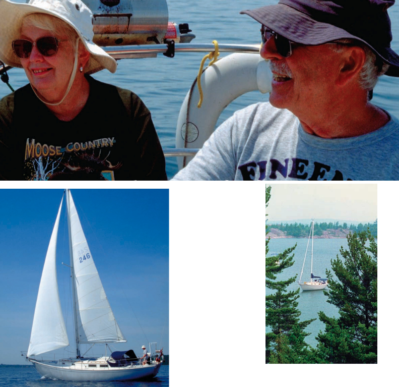 Ken and Pat O’Driscoll enjoy sailing Fineen III, their Niagara 35, in and around Ontario’s North Channel and Georgian Bay. A favorite photo from their scrapbook, at right, of Fineen III anchored in the North Channel’s Benjamin Islands shows why.