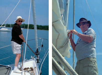 Pictures of Ken working on the boat