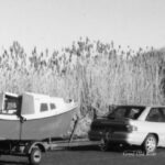 When Ed Zeiser of West Hartford, Conn., reported that he pulled his 1971 Potter 15, Wisp, behind his Ford Escort, we said, “This we gotta’ see!” And see it we did. Ed’s photo tells the tale. At less than 2,000 pounds, even the P19 can be pulled behind a compact car. Owners towing in the mountains need a mid-sized tow vehicle.