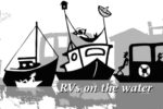 Illustrations of boats as RVs on the water