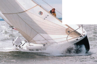 Who says sailboats are slow? Cal 25 king Charlie Husar’s Chicken Little moves at full tilt during the gusty first day of the race.