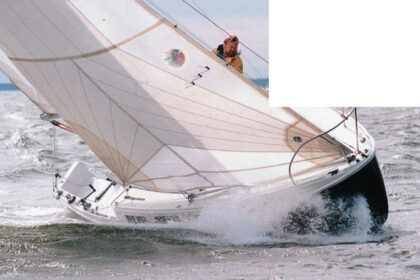 Who says sailboats are slow? Cal 25 king Charlie Husar’s Chicken Little moves at full tilt during the gusty first day of the race.