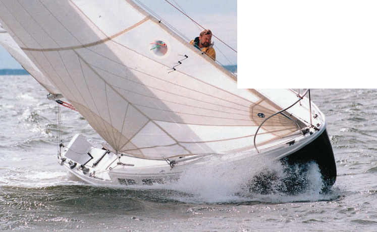 Who says sailboats are slow? Cal 25 king Charlie Husar’s Chicken Little moves at full tilt during the gusty first day of the race.