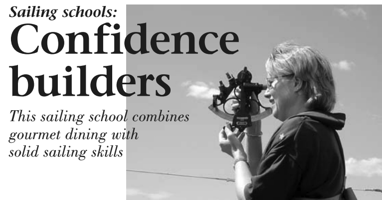 Author Cathy McIntire learns to use the sextant.