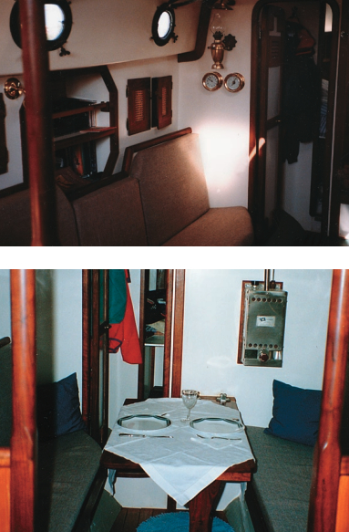 Tao’s cabin is more spacious, of course, without the table, but the stowable table turns the saloon into a comfortable dining area.
