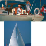 Joanne and Brian Novak, above, are turning Scimitar into a showpiece as well as a cozy cruiser. They claim to be novices, but their sail trim, at left, shows them to be quick studies.