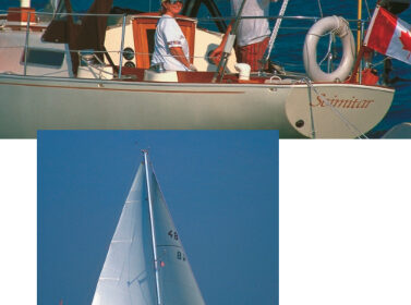 Joanne and Brian Novak, above, are turning Scimitar into a showpiece as well as a cozy cruiser. They claim to be novices, but their sail trim, at left, shows them to be quick studies.