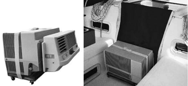 Air conditioner setup on a boat