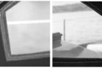 Project completed: new window plastic puts life back into a sprayhood (dodger). Inside view of the author’s replacement windows, at left, and the outside view, at right. Who would guess that the plastic is doubled up at the seams?