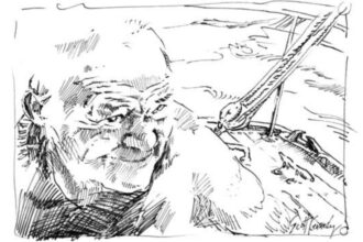 illustration of a man on a boat