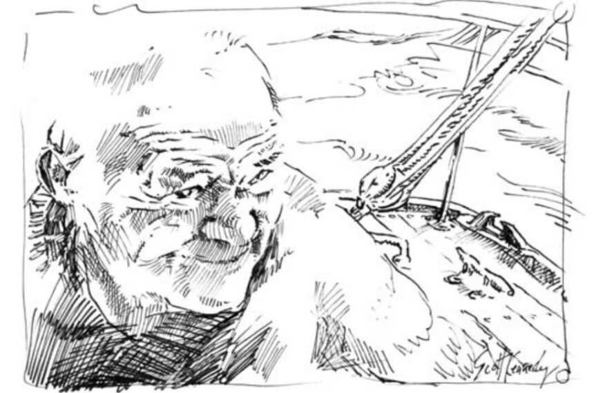 illustration of a man on a boat