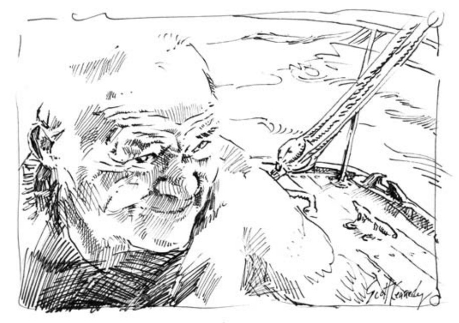 illustration of a man on a boat