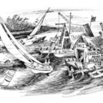 illustration of sailboat at dock