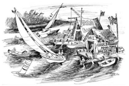illustration of sailboat at dock