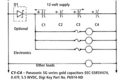 Capacitors to prevent low voltage during startup