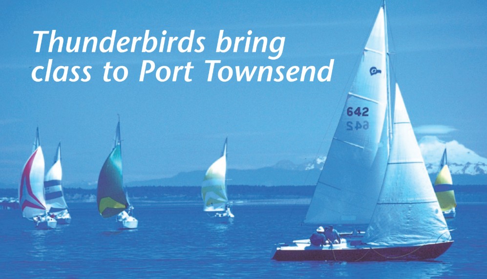 Owl leads the pack of Thunderbirds in the International Thunderbird Northwest Regional Championship races in Port Townsend, Wash., June 17 and 18. Owl won the same event in 1969.