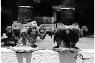 Badly corroded seacocks which Bill removed from his “new” Eastward Ho 31.
