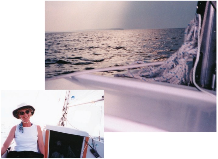 Could Ruth Brady’s smile, at left, be any bigger on a larger boat? Could the view from the cockpit be any more glorious?