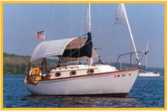 Dave and Jane Olson found their dreamboat, Sophie, resting in a barn in Wisconsin. They towed her home to Minneapolis, Minn., to sail on nearby Lake Minnetonka. One of their favorite additions is their “Conestoga-wagon-style awning” by Shadetree.