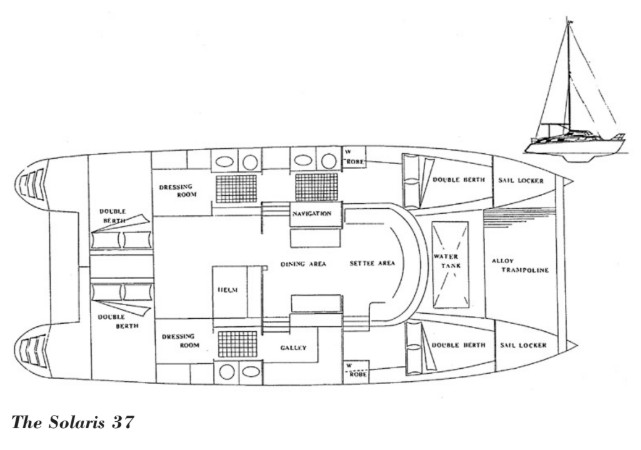 The Solaris 37 boat sketch