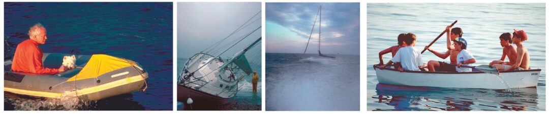 From left: pets aboard add interest, two views of stormy weather, children wrapped up in their boating experiences (Mary Jane points out, however, that these are missing their life jackets.)