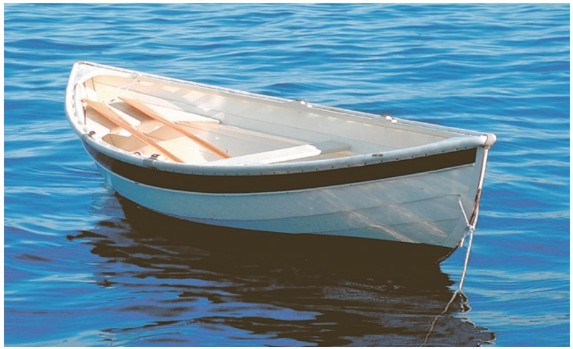 The Peapod dinghy Art’s father-in-law, Dick Lagner, built to grace the Seabreeze.