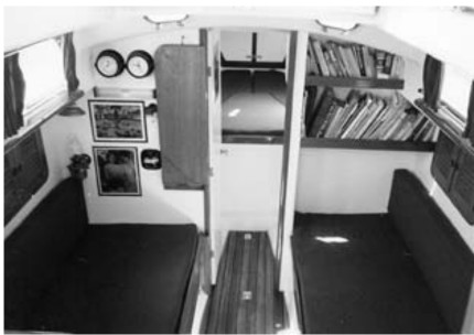 Atom’s interior. Note the raised V-berth.