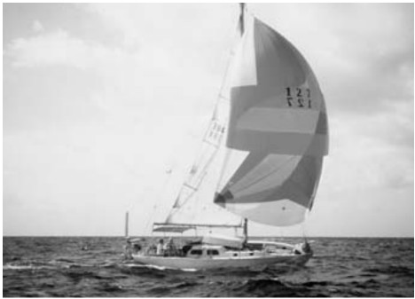 Atom under spinnaker in the Indian Ocean.