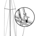 Straighten mast in the athwardships plane by measuring the main halyard.