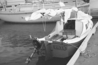 Craig’s former West Wight Potter 15, Piety, sits at the dock awaiting the next adventure.