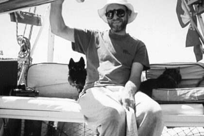 It’s not always freezing in Canada. Stefan enjoys a summer day aboard a neighbor’s boat.