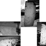 This and the facing page show Parnassus in Phases One and Two. The first shots show the blisters shortly after Parnassus was hauled out. The second set of shots show Parnassus with blister locations, dates and moisture meter readings marked.