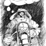 Drawing of a man daydreaming