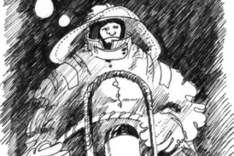 Drawing of a man daydreaming