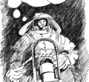 Drawing of a man daydreaming