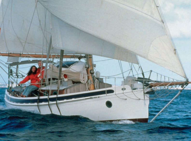 The Pardeys voyaged 45,000 miles aboard Seraffyn before launching Taleisin in 1979. They continue to sail Taleisin (shown here), more than 51,000 miles later.